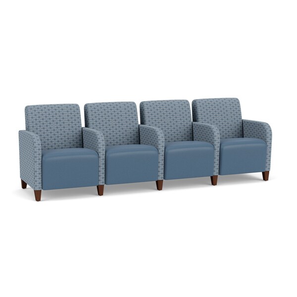Lesro Siena 4 Seat Tandem Seating, Walnut, RS RainSong Back, MD Titan Seat, RS RainSong Panels SN4103 - main
